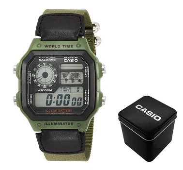 Мужские часы Casio AE-1200WHB-3B Зеленый ( AT1141-0226 )