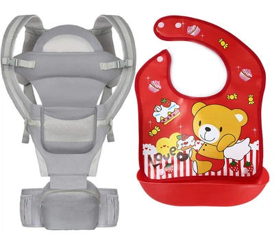 Хипсит, Эрго-рюкзак, кенгуру, переноска Baby Carrier 6в1 Серый слюнявчик-трансформер (n-9894)