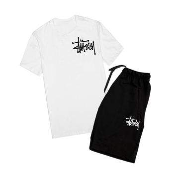 Комплект Stussy шорти та футболка біла базовий Стассі S(46)