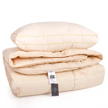 Набор MirSon №9562 Gold camel Одеяло зимнее Полуторное 140х205 Wool + Подушка 50х70 (2200010806397)