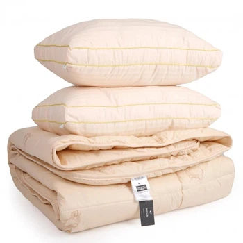 Набір MirSon №9562 Gold camel Ковдра зимова Євро 200х220 Wool + Дві подушки 50х70 (2200010806328)