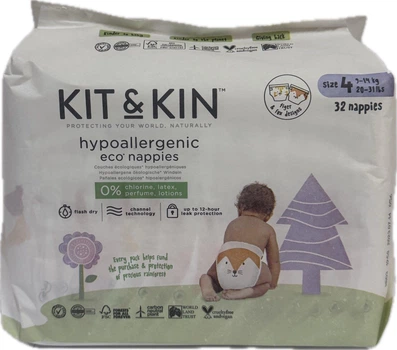 Екологічні біорозкладні підгузки Kit & Kin 4 розміру 9-14 кг, 32 шт