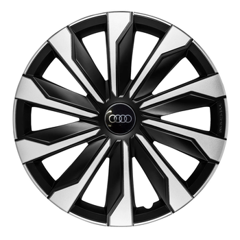 Автомобильные колпаки 4 Racing Typhoon Silver-Black R17 4 шт. (с логотипом Audi)