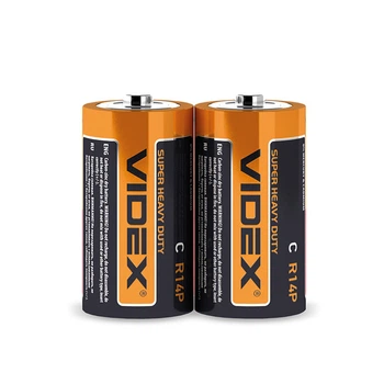 Батарейка сольова Videx R14P/C 2шт SHRINK ціна за 2шт
