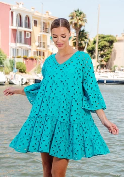 Пляжна туніка із вишивкою Fresh Cotton 4070 F-05 C 50(XXL) Блакитний