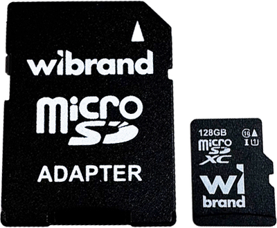 Карта памяти Wibrand microSDXC 128Gb Class 10 UHS-I U1 + SD-адаптер (WICDHU1/128GB-A)