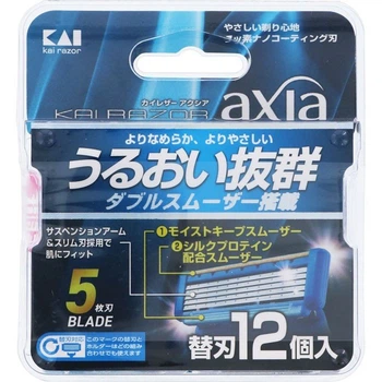Лезвия запасные для бритвы KAI AXIA 5 лезвий, 12 шт в лотке Kai razor 4901331002656