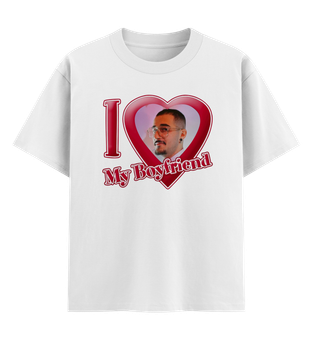 Футболка оверсайз Ponty Shop з вашим фото «i love my boyfriend» M Біла