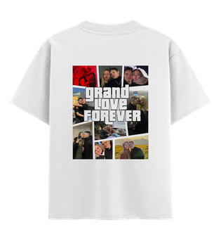Футболка оверсайз Ponty Shop з вашим фото «grand love forever» M Біла