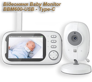 Видеоняня Baby Monitor ABM600-USB Type-c с монитором 3.5'' двусторонней связью и ночным видением