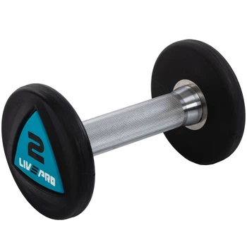 Гантели цельные профессиональные с полиуретановым покрытием LiveUp LP8002-2 2шт по 2кг