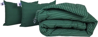 Набір MirSon №1046 Сolor Fun Line Ковдра зимова Полуторна 155х215 см 17-0612 Stripe Emerald з евкаліптовим волокном + Дві подушки 50x70 см (2200010882896)