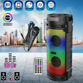 Портативна колонка Winso ZQS6210W 6.5 дюйма 30 Вт з мікрофоном та пультом bluetooth акустична система