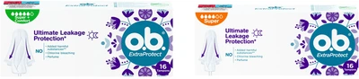 Набор тампонов o.b.Extra Protect Super Comfort 16 шт + ExtraProtect Super 16 шт (3574661626079/3574661626062)