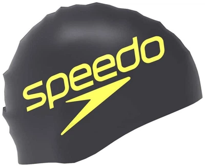Шапка для плавания Speedo черная силиконовая кепка для тренировок унисекс защита волос от хлора