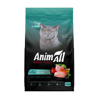 Cухий корм AnimAll (ЕнімАлл) для стерилізованих кішок з куркою та свіжою ягнятиною, 12 кг