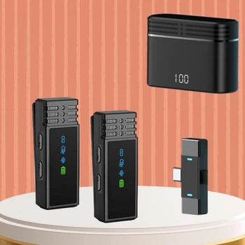Беспроводной петличный микрофон 2в1 Wireless Microphone для видеосъемки с ресивером Type-C и зарядным кейсом