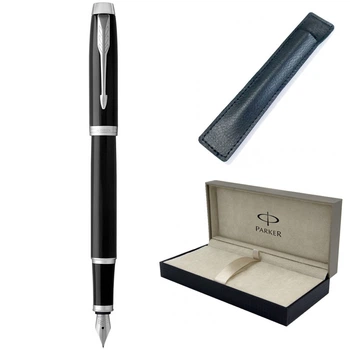 Ручка перьевая Parker IM Black CT FP F в футляре MR с чехлом (22 111 a)