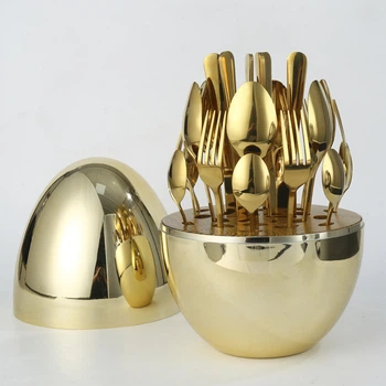 Набір столових приборів Gold EGG золотий на 6 персон 24 предмети