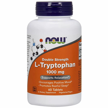L-триптофан, L-Tryptophan, Now Foods, 1000 мг, 60 таблеток