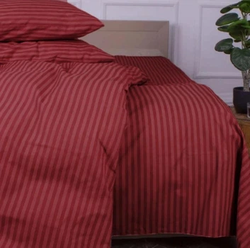 Простирадло на резинці MirSon двоспальне 160x200+25 см Stripe 17-0608 Red Бязь (2200010365504)