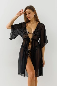 Туника пляжная однотонная женская On me 6713-2 50 Черный