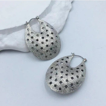 Серьги кольца серебристые стиль винтаж бохо 6168