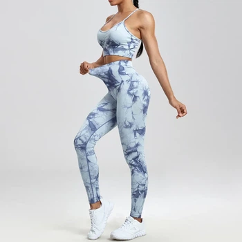 Комплект для фітнесу топ та легінси з Push-Up ефектом блакитний XL