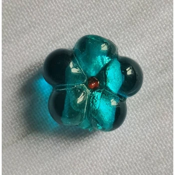 Скляна намистина ручної роботи Блакитна квітка Only, 1,5 см (Н-61)