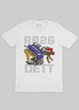 Футболка для дівчинки MODNO з авто-мото принтом "RB26DETT Engine" 146-152 см Білий (TS001-013-2-061-F-WHI-G)