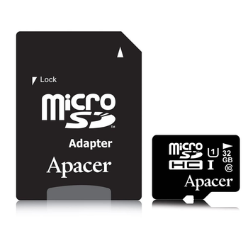 Карта памяти Apacer microSDHC UHS-I 32GB R100 V10 A1 + SD adapter, флешка памяти микро sd +адаптер