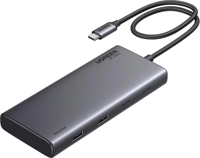 USB-хаб Ugreen CM639 USB-C to 2xUSB 3.2 + 2xUSB-C 3.2 10 Gbps + 2xHDMI + DP 4K 60Hz + 100W PD Gray (UGR-35625)