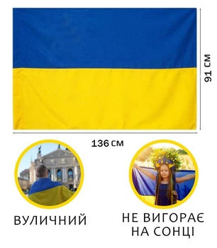 Прапор України державний вуличний габардин Trend 91 х 136 Синьо-жовтий