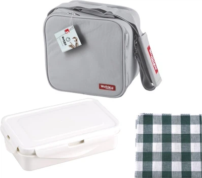 Сумка для обедов Bergner Walking business 23х22х13.5 см (5 предметов) Серая (BG-3652-GY)