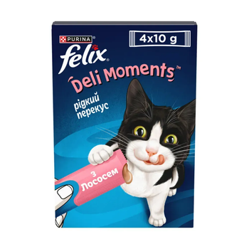 Кремовое лакомство Felix Deli Moments для взрослых котов, с лососем 4 * 10г