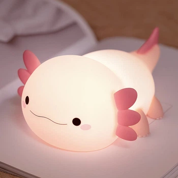 Детский силиконовый ночник Axolotl мягкий со встроенным аккумулятором 18 см Розовый (4437814)