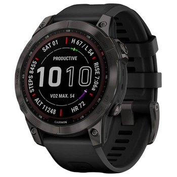 Смарт-годинник Garmin Fenix 7 Sapphire Solar Carbon Gray DLC Titanium with Black Band (010-02540-20/21) [67791]