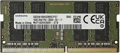 Samsung 16GB SO-DIMM DDR4 2666MHz для ноутбуків, Non-ECC, для апгрейду (M471A2K43DB1-CTD)