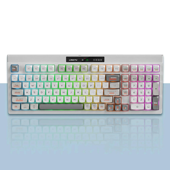 Беспроводная игровая клавиатура LANGTU L102 Tri-Mode RGB, Bluetooth (3-каналы), 2.4G, type-c, светодиодная подсветка RGB с экраном, клавиатура PBT, 4000 мАч, раскладка QWERTY ENG - белый