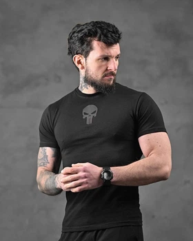 Футболка чоловіча бавовняна мілітарі Каратець Black кулір 95% бавовна XXXL