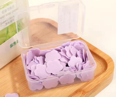 Мило на основі кукурудзяного крахмалю у вигляді пелюсток паперу Petal Soap Paper у футлярі Lavander Фіолетове