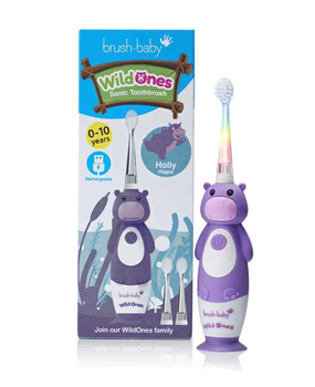 Звукова зубна щітка Brush Baby WildOnes Sonic (від 0 до 10 років) бегемот Holly