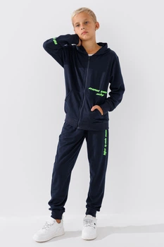 Спортивный костюм (кофта+штаны) для мальчика XHZ-0599 176 см Темно-синий с салатовым (2000990733108)