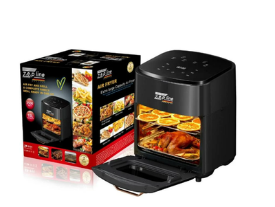 Аерофритюрниця 3в1 Z.e.p line 111ZP гриль сушка для фруктів овочів 3500W мультипіч 15л безмасляна аерогриль чорна з сенсорним керуванням та автоматичними програмами