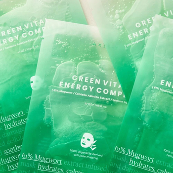 Маска для обличчя целюлозна Axis-Y 61% Mugwort Green Vital Energy Complex з полином відновлювальна (8809634610157)