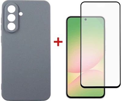 Комплект чохол для смартфона + скло DENGOS Carbon для Samsung Galaxy A56 Grey (DG-KM-138)