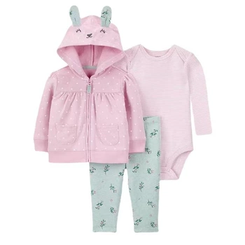 Дитячий комплект (толстовка+боді+штани) для дівчинки Carters 103995 76-81 см Різнобарвний