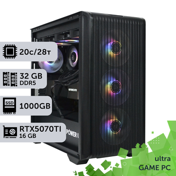 Игровой компьютер GamePC Ultra #436 Core i7 14700K/32 GB/SSD 1TB/GeForce RTX 5070Ti 16GB сборка для киберспорта современных игр стрима