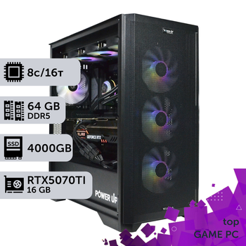 Игровой компьютер GamePC TOP #433 Ryzen 7 7800 X3D/64 GB/SSD 4TB/GeForce RTX 5070Ti 16GB сборка для киберспорта современных игр стрима
