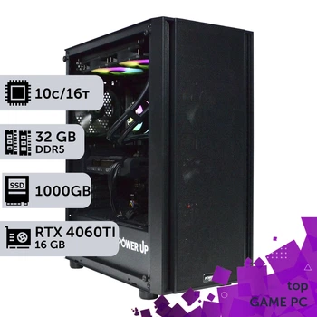 Игровой компьютер GamePC TOP #451 Core i5 14400F/32 GB/SSD 1TB/GeForce RTX 4060Ti 16GB сборка для киберспорта современных игр стрима